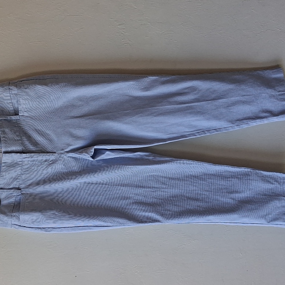 LOFT Light Blue Striped Cropped Dress Pant
